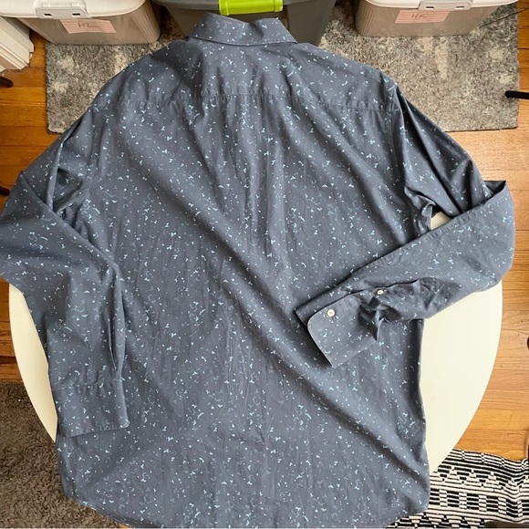 Canali Lightweight Cotton Print Button Down Shirt Blue Men’s Size XL - Picture 6 of 7